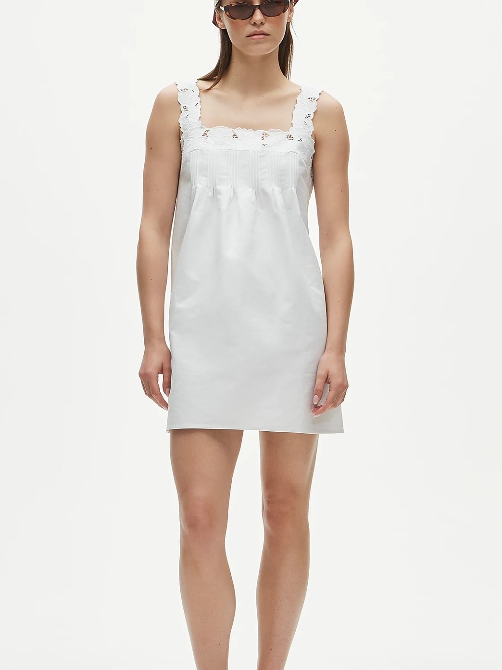 White Lace-Trim Cotton Chemise Nightdress - Women Intimates & Sleepwear MSRP$188